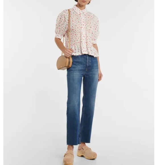See By Chloe Tops - See By Chloe White Floral Puff-Sleeve Blouse